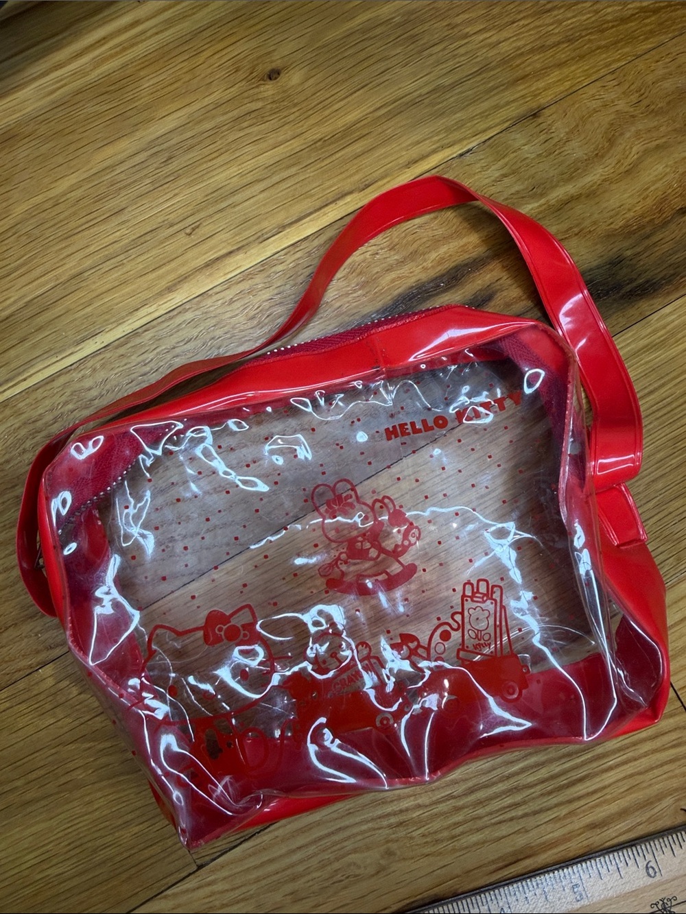 Vintage 1976 Sanrio Hello Kitty Clear Vinyl Art Supply Case Pouch Japan